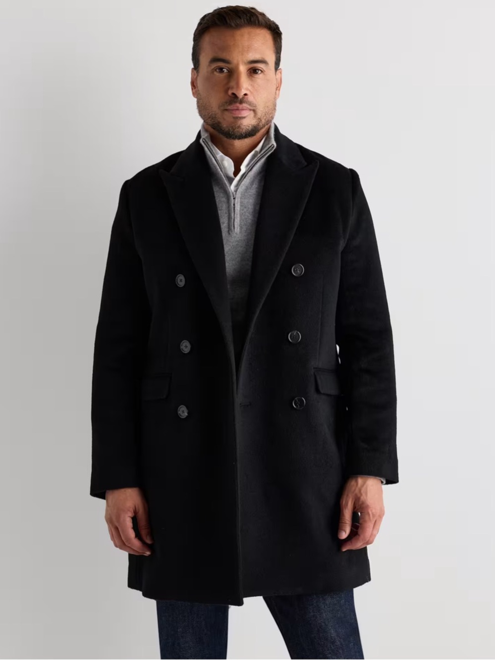 NWT Quince Camel Hair Double-Breasted Overcoat Black Men’s XL 1198